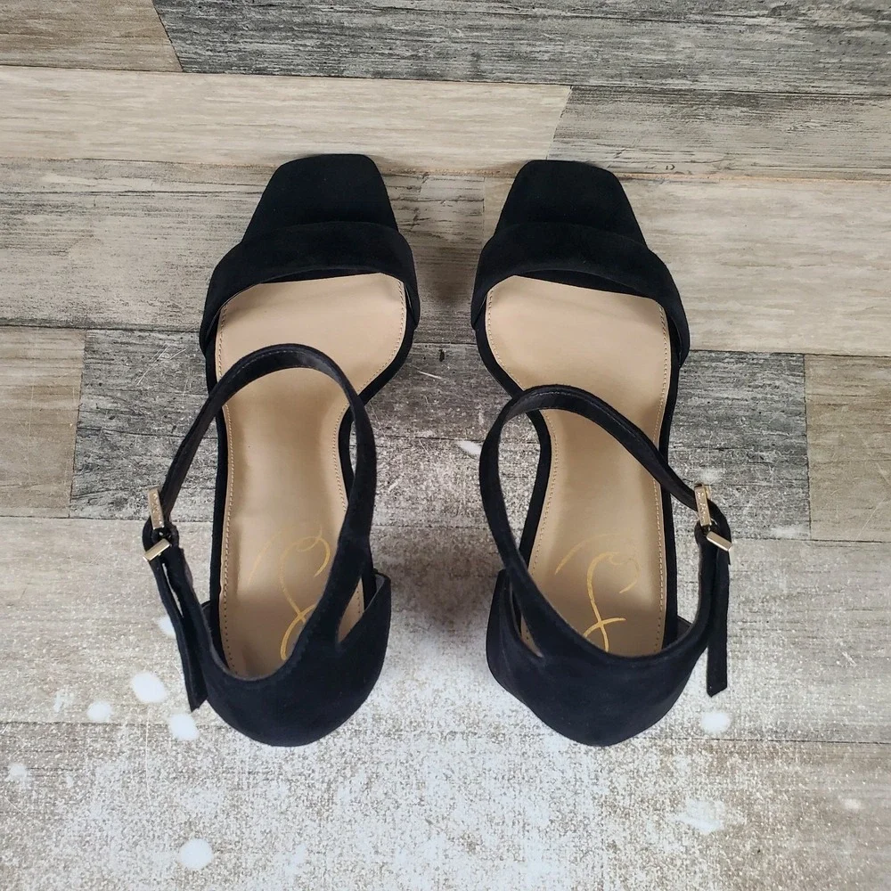 Sam Edelman Daniella Womens Sandal Sz 10 M Black Suede Ankle Strap Block Heel